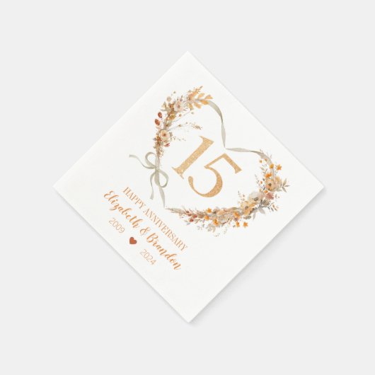 Mooie 15e Jubileum bruiloft servetten (Hoek)