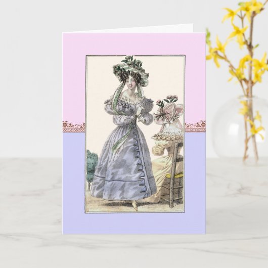 Mooie 18e-eeuwse vrouwen in Petten Verjaardag Kaar Kaart (Gele Bloem)