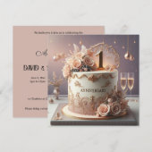 MOOIE 1E BRUILOFT JUBILEUM BEWERKBARE Uitnodiging (Voorkant / Achterkant)