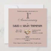 MOOIE 1E BRUILOFT JUBILEUM BEWERKBARE Uitnodiging (Achterkant)