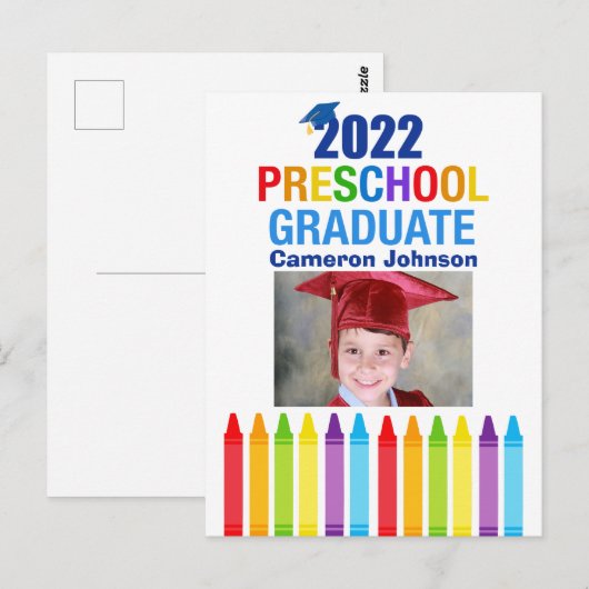 Mooie 2022 Voorschoolse Afstudeerfoto Aankondiging Briefkaart (Voorkant / Achterkant)