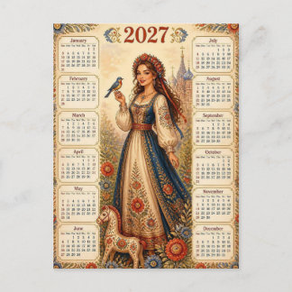 Mooie 2027 kalender briefkaart
