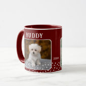 Mooie 2 honden foto namen ster patroon rood mok (Voorkant links)