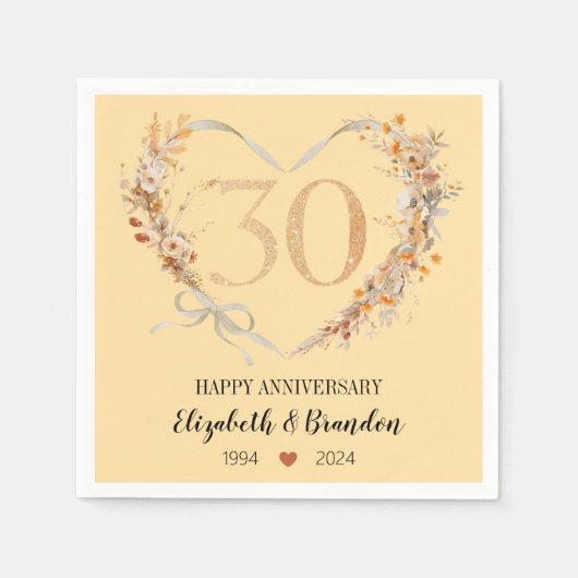 Mooie 30e Jubileum bruiloft servetten (Voorkant)