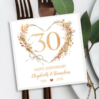 Mooie 30e Jubileum bruiloft servetten