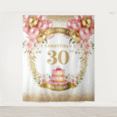 Mooie 30e verjaardag Blush Gold Verjaardag Display Wandkleed (Voorkant)