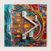 Mooie 3-D Gingerbread House Kerstmis Legpuzzel (Horizontaal)