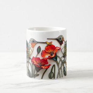 Mooie 3-D kolibries/papavers Koffiemok