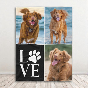 Mooie 3 foto collage hond liefhebber pootafdruk hu fleece deken