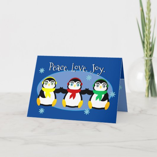 Mooie 3 Pinguïn Kerstkaart Feestdagen Kaart (Voorkant)