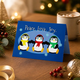 Mooie 3 Pinguïns Kerstkaart Feestdagen Kaart