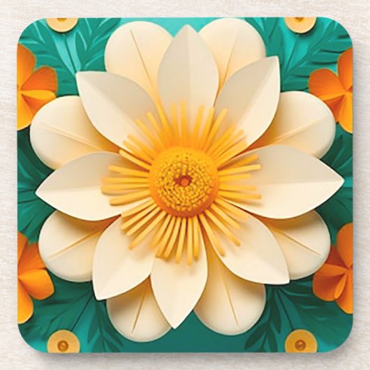 Mooie 3D-bloemen Bier Onderzetter (Voorkant)