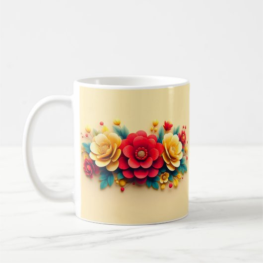 Mooie 3D-bloemen Koffiemok (Links)