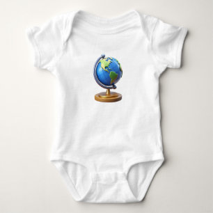 Mooie 3D Wereldbol Baby T-Shirt – Schattig Klein