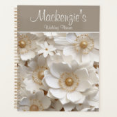 Mooie 3D witte Gardenia bruiloft Planner (Voorkant)