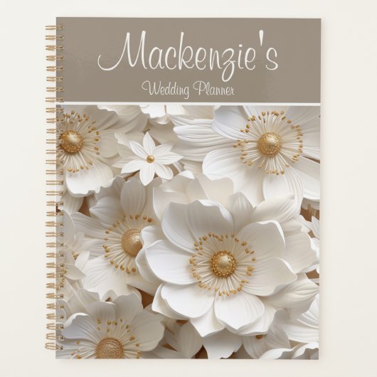 Mooie 3D witte Gardenia bruiloft Planner (Voorkant)