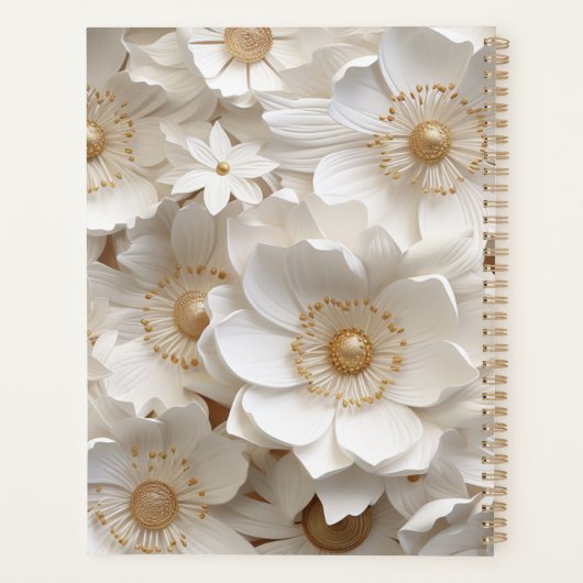 Mooie 3D witte Gardenia bruiloft Planner (Achterkant)