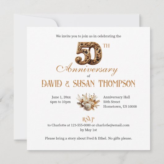 MOOIE 50E BRUILOFT JUBILEUM CAKE KAART (Achterkant)