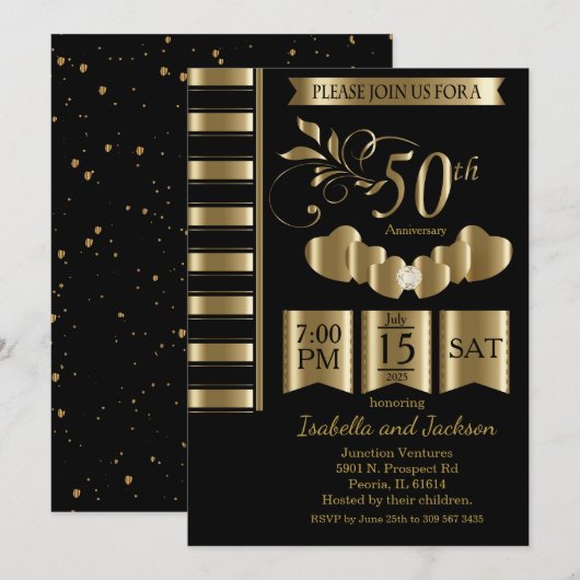 Mooie 50e gouden jubileum kaart (Voorkant / Achterkant)