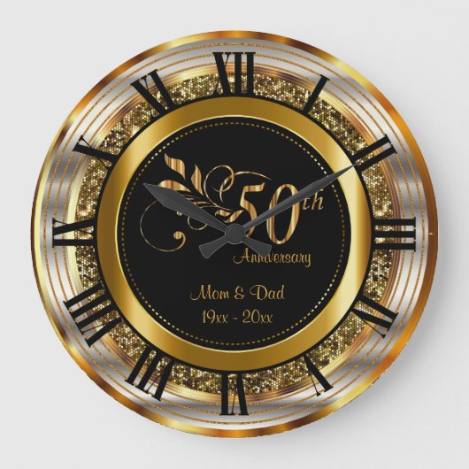 Mooie 50e gouden verjaardag grote klok (Voorkant)