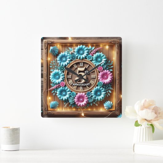 Mooie 5e bruiloft Jubileum Vierkante Klok (Huis)