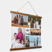 Mooie 6 familie fotocollage gepersonaliseerd hangend wandkleed (Gebogen)