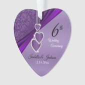 Mooie 6e Amethist bruiloft Jubileum ontwerp Ornament (voorkant)