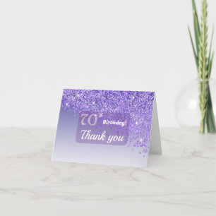 Mooie 70e Verjaardag Konings Paars Glitter Bedankkaart