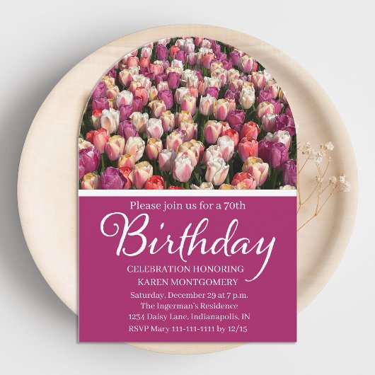 Mooie 70e verjaardag tulpen kaart