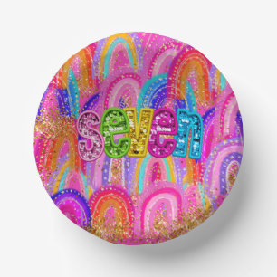 Mooie 7e verjaardag regenboog gouden glitter papieren kommen