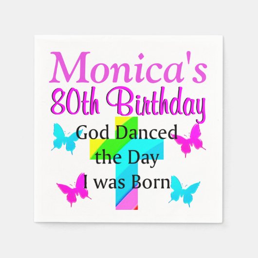 MOOIE 80E VERJAARDAG GEPERSONALISEERDE CHRISTELIJK SERVET (Voorkant)