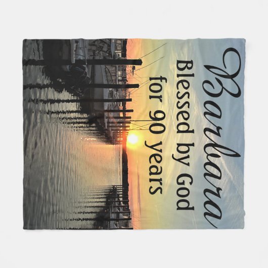 Mooie 90e verjaardag gepersonaliseerde deken (Voorkant (Horizontaal))