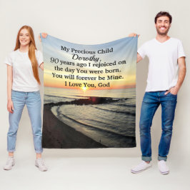 MOOIE 90E VERJAARDAG GEPERSONALISEERDE ZONSOPGANG FLEECE DEKEN