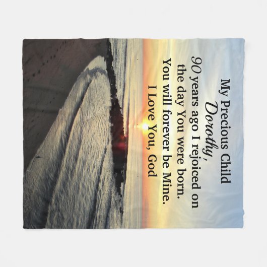 MOOIE 90E VERJAARDAG GEPERSONALISEERDE ZONSOPGANG FLEECE DEKEN (Voorkant (Horizontaal))