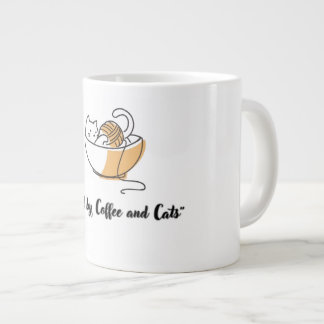 Mooie 'Aangedreven door koffie en katten' keramisc Grote Koffiekop