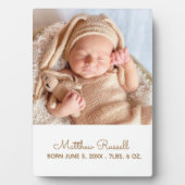 Mooie Aangepaste Babyfoto Geboorte Stats Fotoplaat (voorkant)
