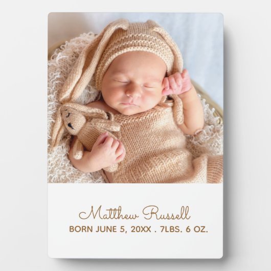 Mooie Aangepaste Babyfoto Geboorte Stats Fotoplaat (voorkant)