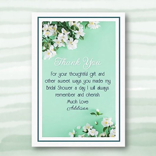 Mooie aangepaste bruidsbruiloft bedankkaart