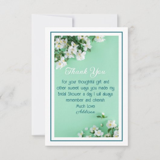 Mooie aangepaste bruidsdouche bedankkaart (Voorkant)