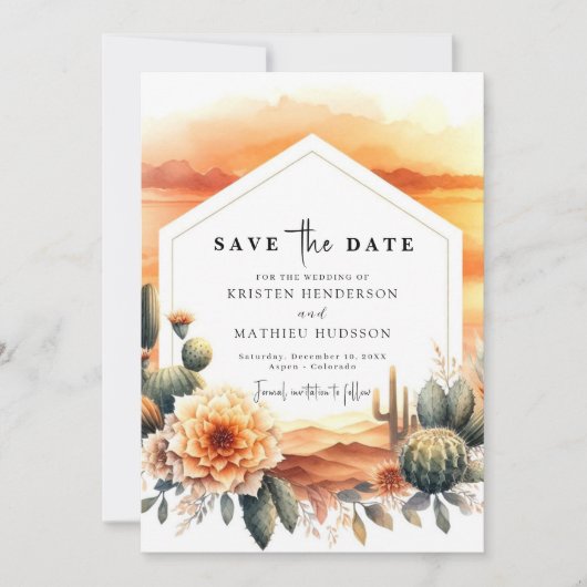 Mooie aangepaste cactus bruiloft save the date (Voorkant)