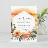Mooie aangepaste cactus bruiloft save the date (Staand voorkant)