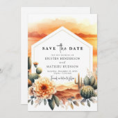 Mooie aangepaste cactus bruiloft save the date (Voorkant / Achterkant)