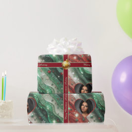 Mooie Aangepaste Familie Foto Kerstmis Cadeaupapier