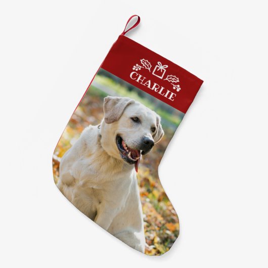 Mooie aangepaste foto Huisdier Hond Kleine Kerst Kleine Kerstsok (Voorkant (Hangend))