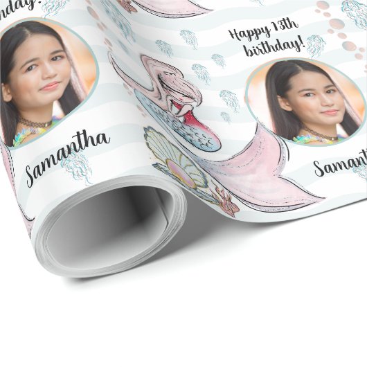 Mooie aangepaste fototekst Zeemeermin onder het Ze Cadeaupapier (Rol Hoek)