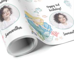 Mooie aangepaste fototekst Zeemeermin onder het Ze Cadeaupapier