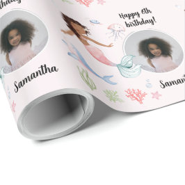 Mooie aangepaste fototekst Zeemeermin onder het Ze Cadeaupapier