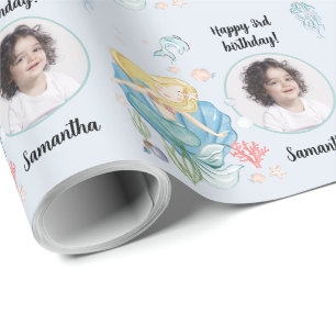 Mooie aangepaste fototekst Zeemeermin onder het Ze Cadeaupapier