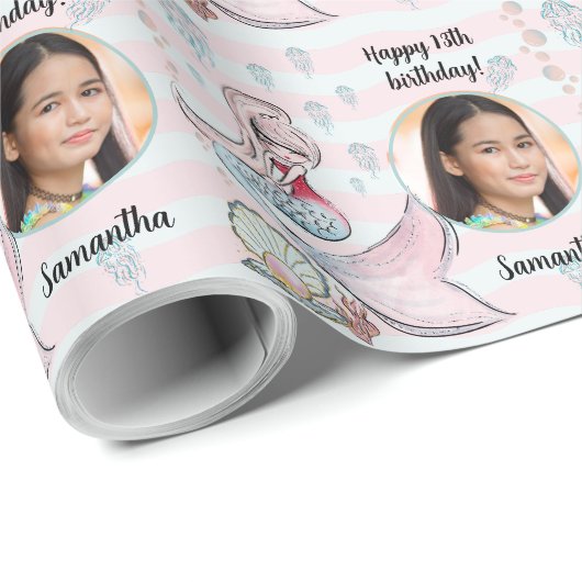 Mooie aangepaste fototekst Zeemeermin onder het Ze Cadeaupapier (Rol Hoek)