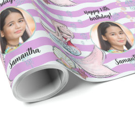 Mooie aangepaste fototekst Zeemeermin onder het Ze Cadeaupapier